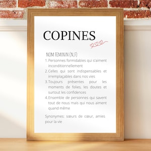 Affiche définition copines - cadeau pour meilleures amies - Poster minimaliste BFF
