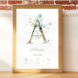 Affiche de naissance personnalisée  - Cadeaux personnalisé bébé - Cadeau de naissance -  Décoration chambre bébé