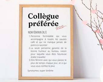 Affiche définition Collègue personnalisable -  cadeau collègue personnalisable par Le Temps des Paillettes