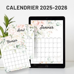2025-2026 Calendar - Pink Monthly Planner - Perpetual PDF Diary to Download - 2025 Planner by Le Temps des Paillettes