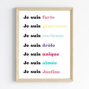 Positive affirmations poster for children - Personalized gifts - Children's room decoration - Birthday gifts - Girls' room poster