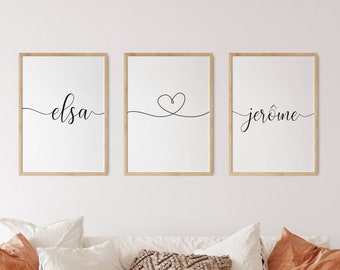 Affiches couple personnalisée Cadeau de St Valentin - Décoration sur mesure - affiche couple