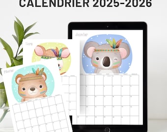 Calendar 2025-2026 - Printable monthly planner - Perpetual agenda PDF to download - 2025 planning by Le Temps des Paillettes