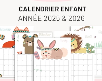 Calendar 2025-2026 - Printable monthly planner - Perpetual agenda PDF to download - 2025 planning by Le Temps des Paillettes