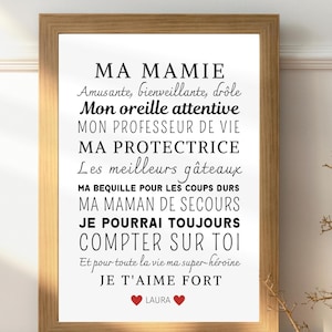 Affiche mamie personnalisée prénoms petits enfants - fête des grands-mères - Cadeau pour mamie  - annonce grossesse