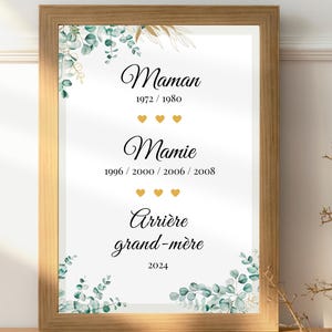 Affiche arrière grand-mère personnalisée - carte pour annonce de grossesse - fête des grands-mères - Cadeau pour mamie