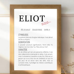 Affiche étymologie prénom signification - Affiche naissance - Cadeaux personnalisé bébé - Cadeau de naissance -  Décoration chambre bébé
