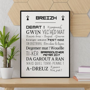 Breton Words Poster - Breizh Poster - Brittany words and expressions frame by Le Temps des Paillettes