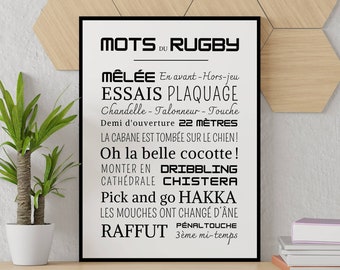 Affiche rugby - Affiche mots et expressions du rugby - Poster rugby  par Le Temps des Paillettes