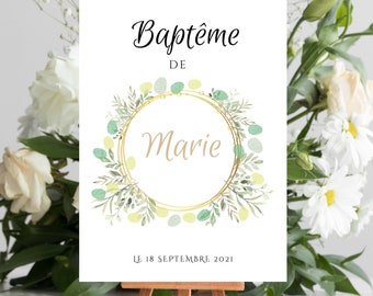 Arbre à empreintes personnalisé baptême / anniversaire - Couronne à empreinte - Affiche à télécharger par le Temps des Paillettes