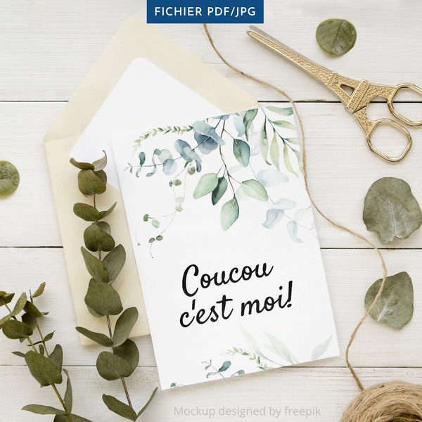 Carte étape bébé a imprimer motif feuille eucalyptus  par Le Temps des Paillettes