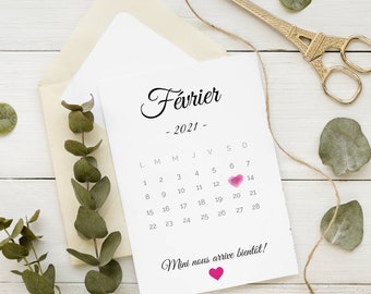 Carte calendrier d’annonce de grossesse - format PDF - Annonce de grossesse originale  par Le Temps des Paillettes