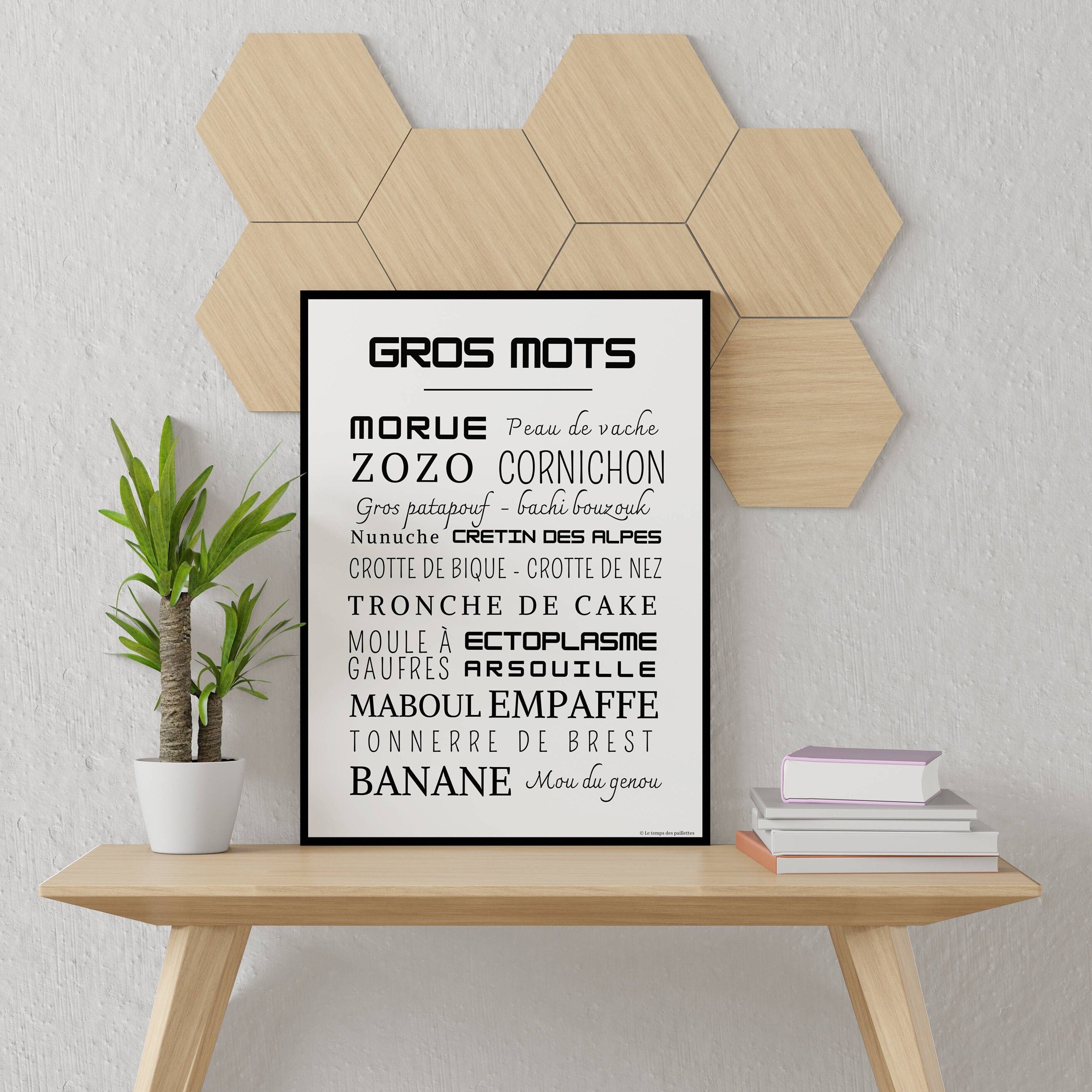 Affiche Les Gros Mots - Poster d'art Les Gros Mots Décoration Enfant Drôle