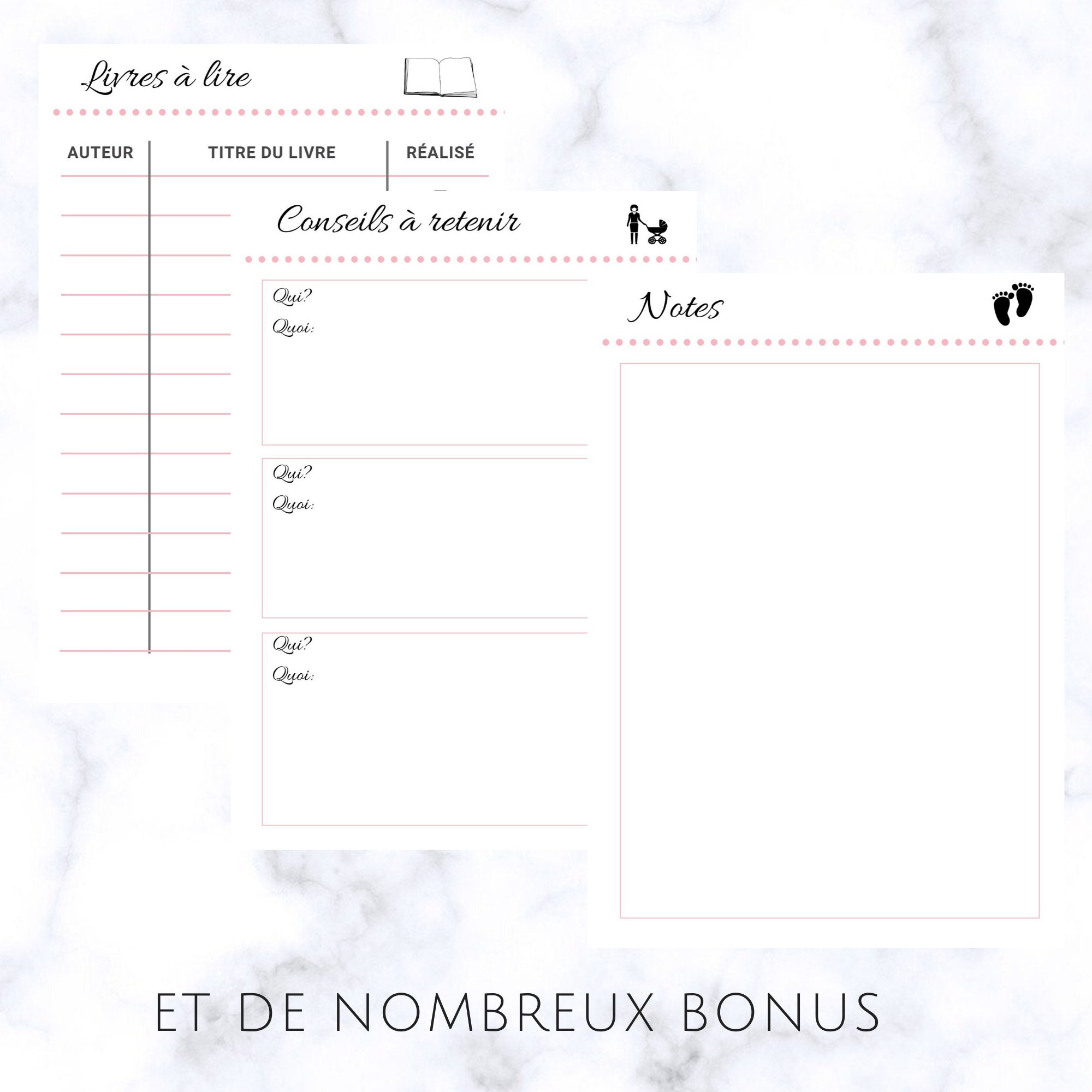 Journal De Bebe Rose A Imprimer Carnet De Suivi Bebe Par Le Etsy France
