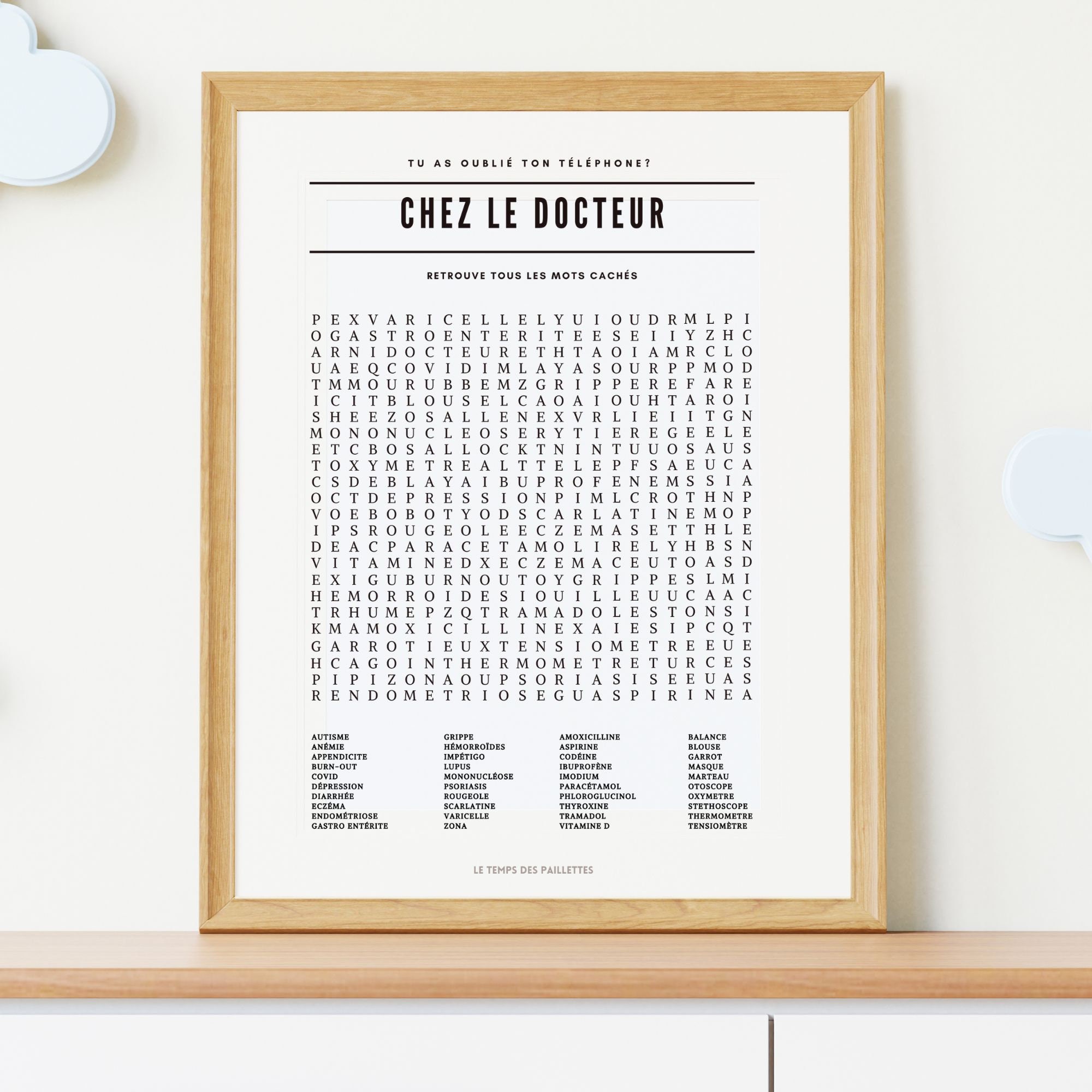 Affiche Mots Mêlés Les Toilettes – Poster Humoristique A4 Pour WC Et Toilettes