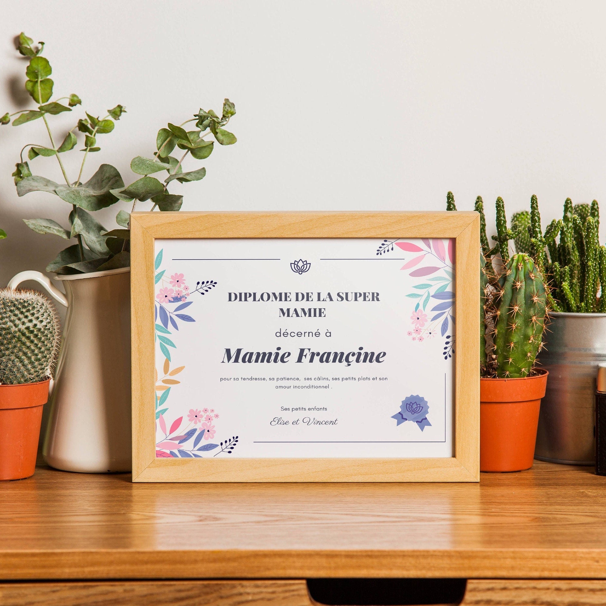 Affiche Diplôme Super Mamie - Idée Cadeau Personnalisé Fête Des Grands-Mères