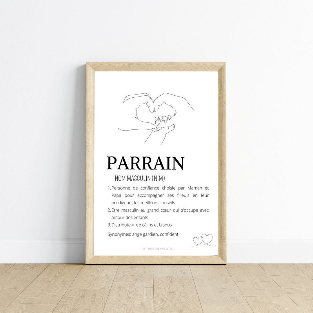 Affiche définition parrain cadeau pour parrain décoration single line ...