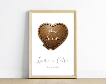 Affiche Personnalisée Noce de Cuir - 2 Ans de Mariage | Cadeau Anniversaire de Mariage Unique - Le Temps des Paillettes
