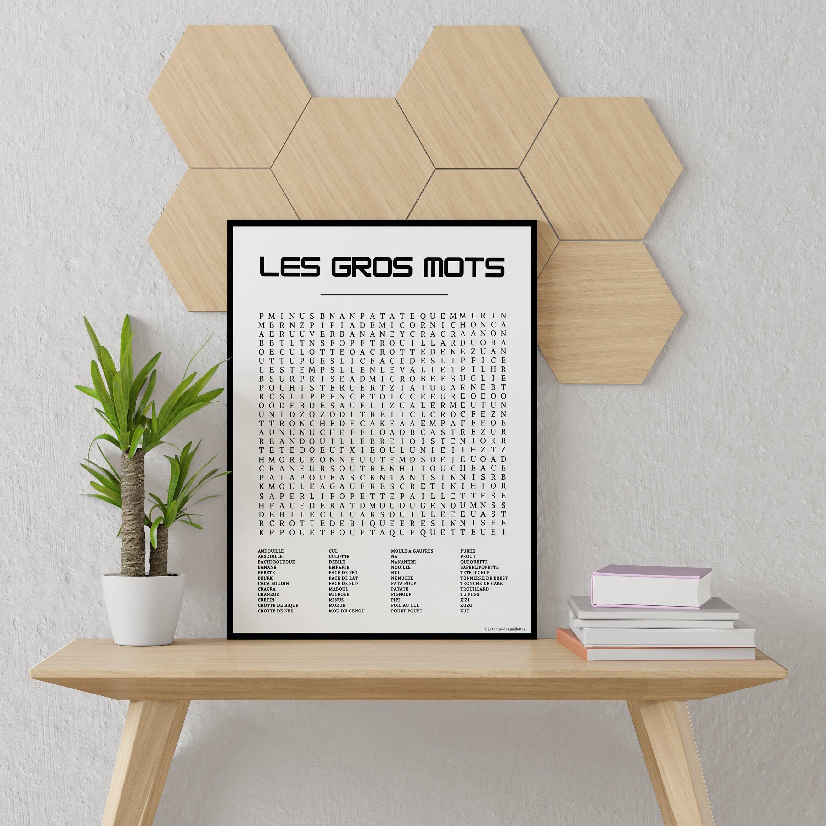Affiche Mots Mêles Les Gros - Poster d'art Les Gros Mots Décoration Enfant Drôle