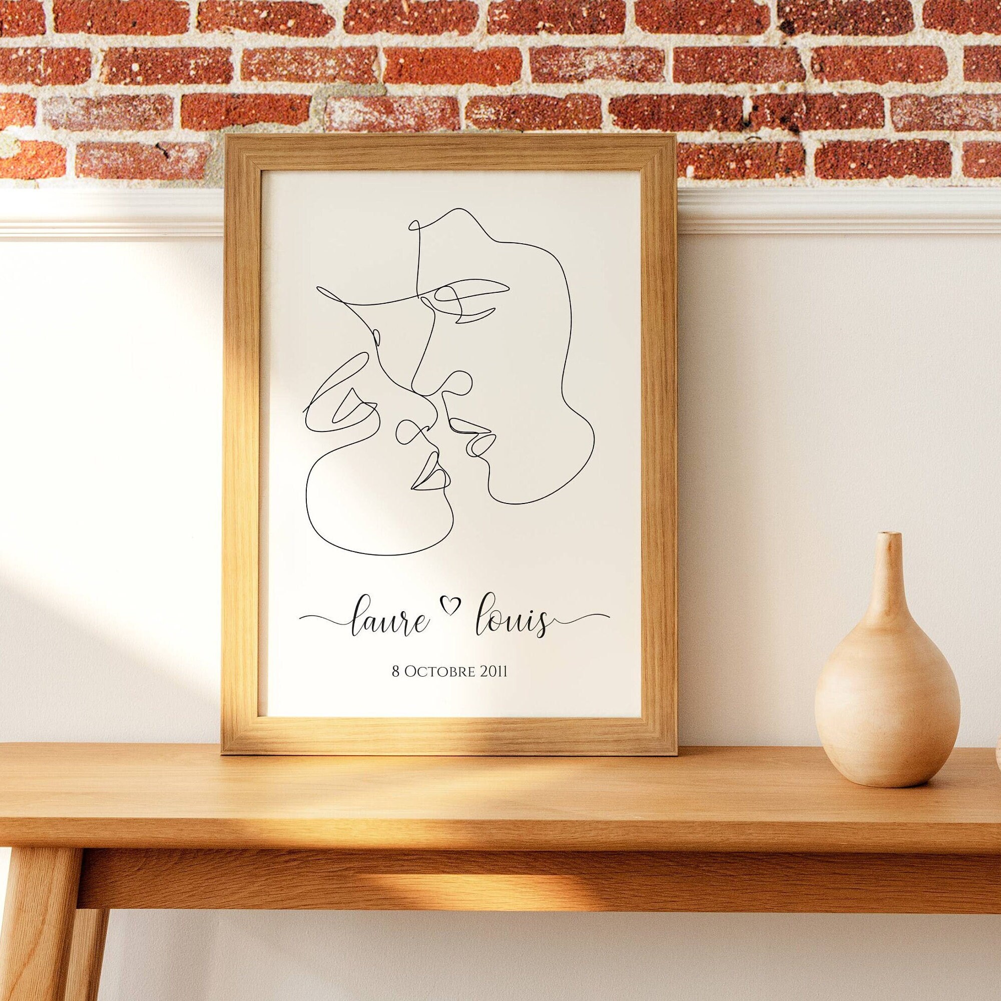 Affiche St Valentin - Affiche Minimaliste Couple Personnalisable Poster Line Art