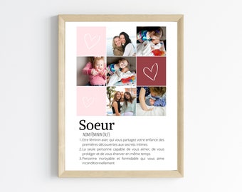 Affiche soeurs personnalisée photos - cadeau personnalisée soeurs par Le Temps des Paillettes