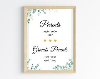 Affiche grands-parents personnalisée - fête des grands mères - cadeau annonce de grossesse par Le Temps des Paillettes