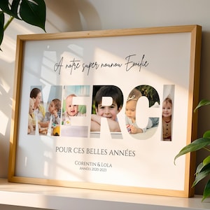 Cadre photo MERCI personnalisé -  Affiche cadeau crèche nounou ou mam  - idée cadeau crèche - remerciement crèche nounou - Poster photo