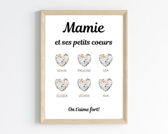 Personalized grandma poster - Grandma's Day - grandma gift - Personalized family name poster by Le Temps des Paillettes