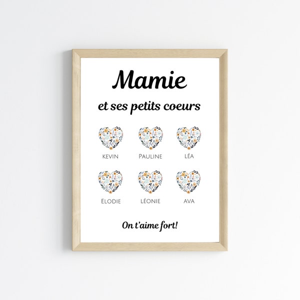 Personalized grandma poster - Grandma's Day - grandma gift - Personalized family name poster by Le Temps des Paillettes