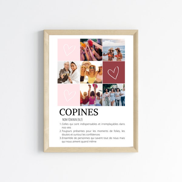 Affiche copines personnalisée photos - cadeau personnalisée BFF Meilleures amies  par Le Temps des Paillettes