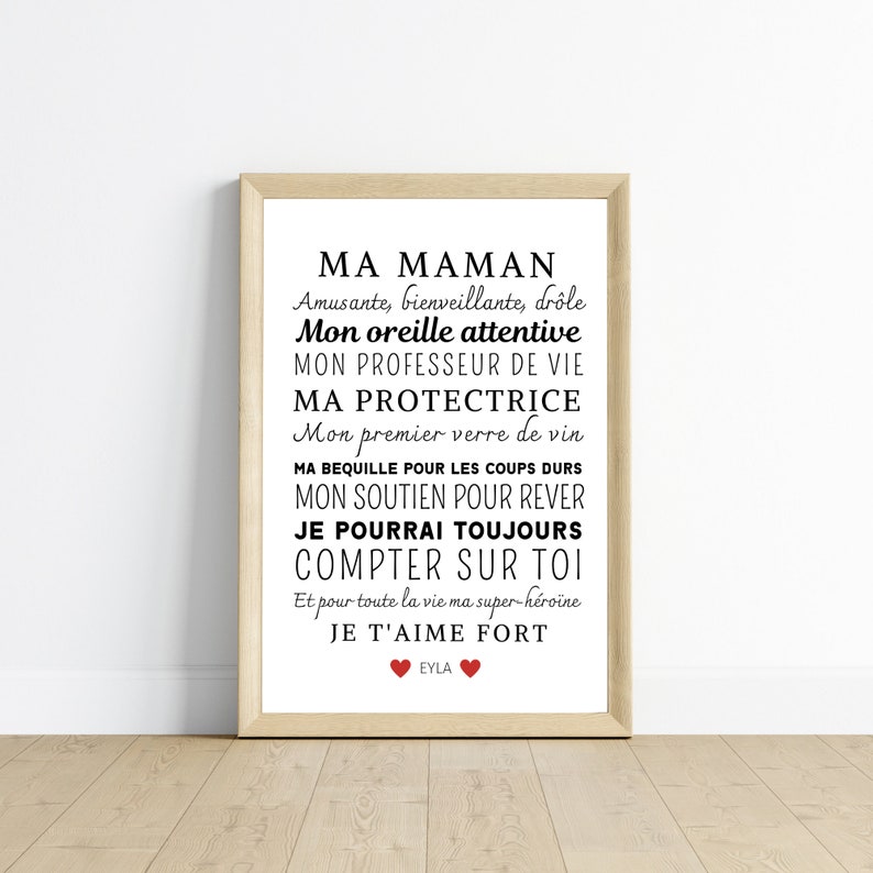 Affiche maman personnalisée fête des mères cadeau mamie maman par Le Temps des Paillettes image 8