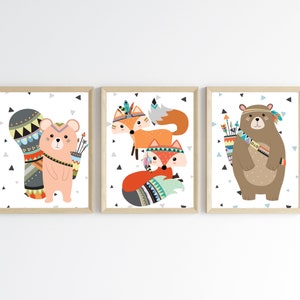 Forest / jungle animals children's room poster - Indian Animals by Le Temps des Paillettes