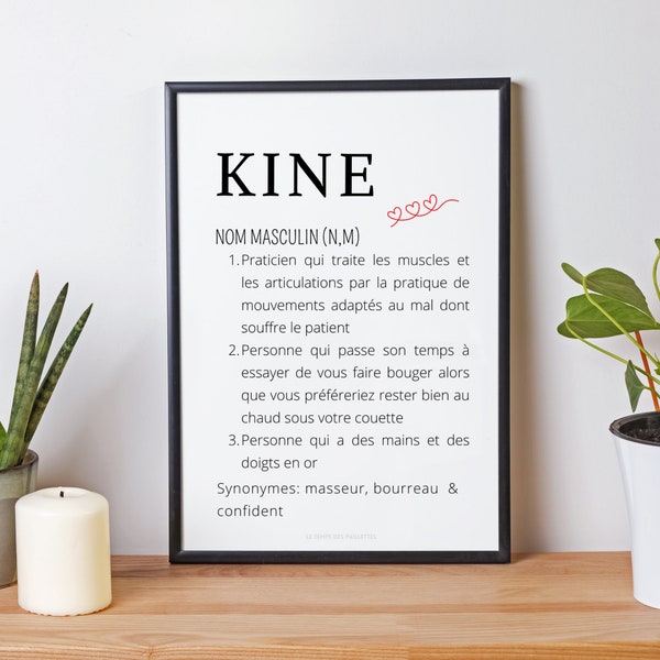 Affiche définition kiné - Affiche minimalistes kinésithérapeute  - Affiche salle d'attente  par Le Temps des Paillettes