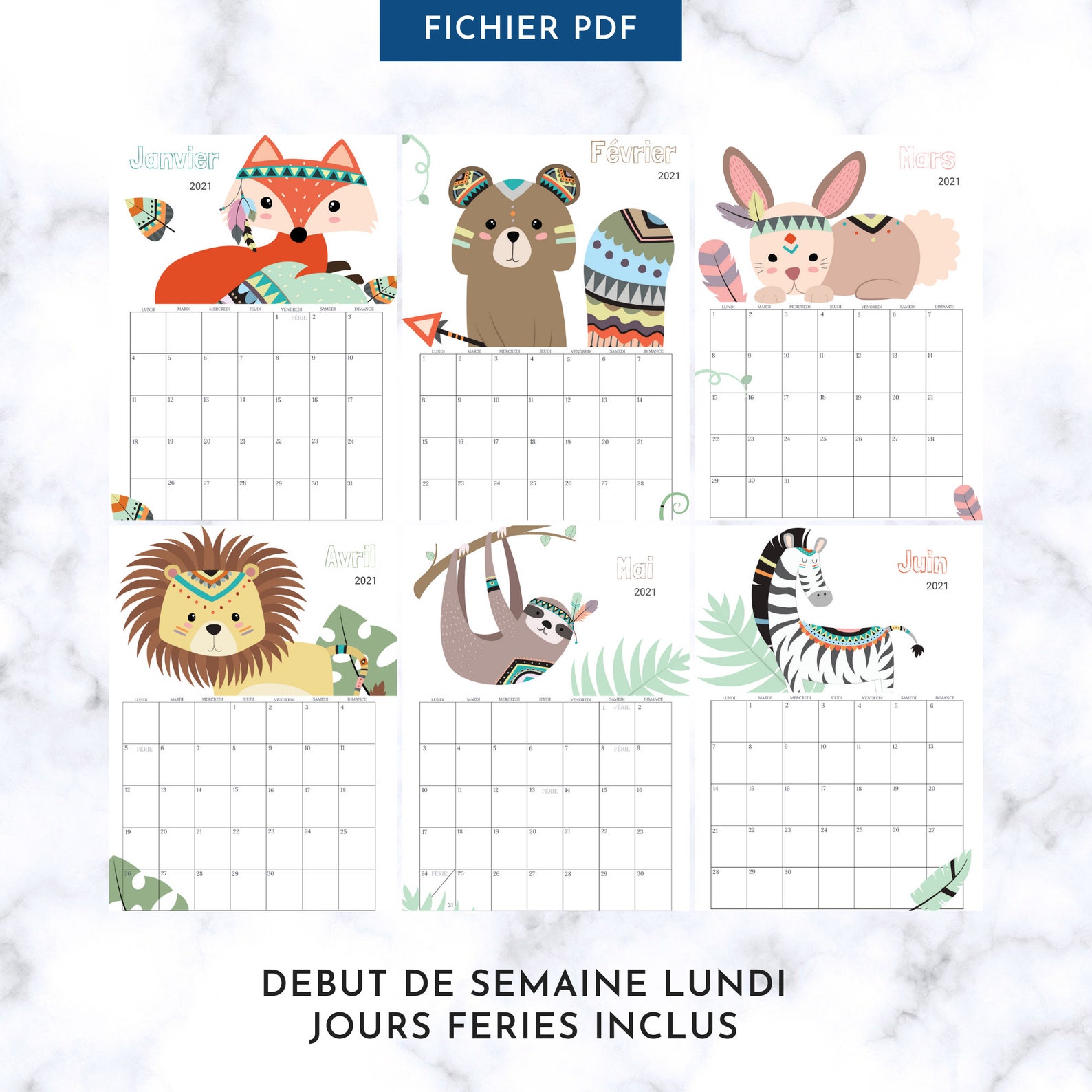Calendrier 2023-2024 Calendrier 2023 à imprimer - Etsy France