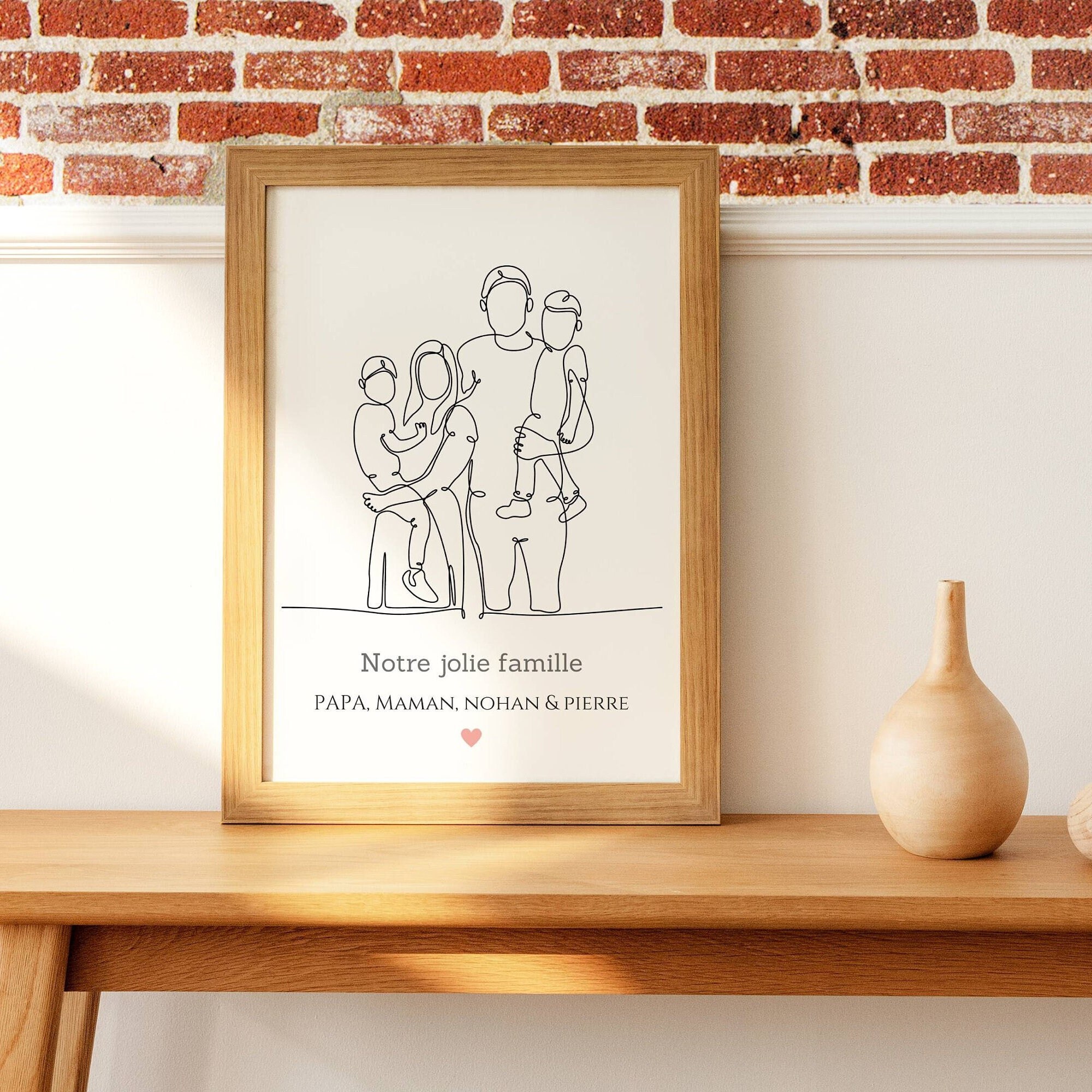 Affiche Famille Single Line - Affiche Famille Prénoms ~ Affiche Personnalisée Famille