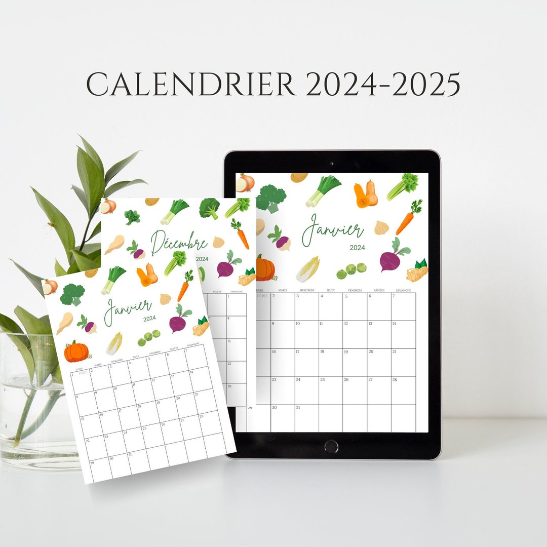 20242025 Calendar 2024 Planner to Print Seasonal Vegetable Calendar by