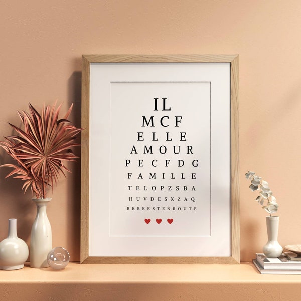 Affiche annonce grossesse Test de vue - Message test d'acuité - "bébé est en route"  par Le Temps des Paillettes