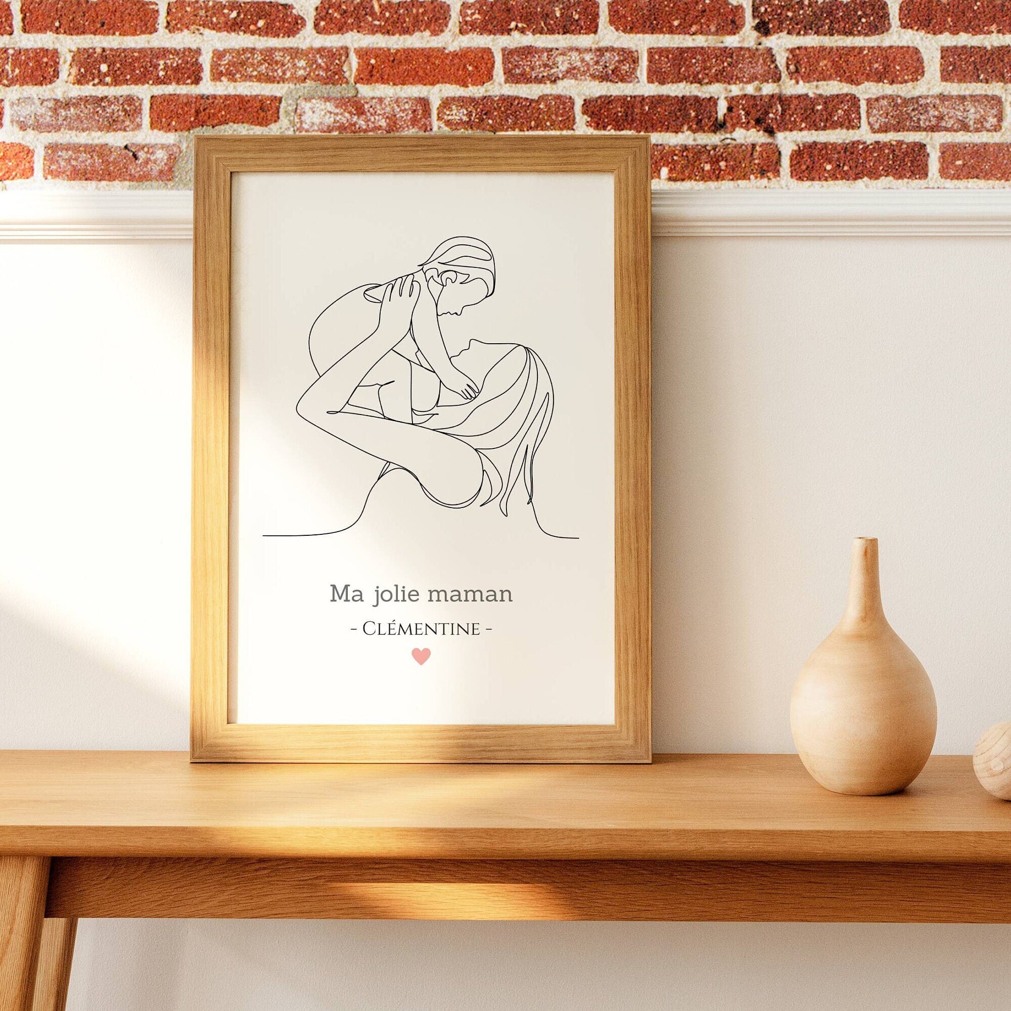 Affiche Maman Enfant | Fille ou Fils - Affiche Line Art Affiche Prénom Personnalisée Pour Maman