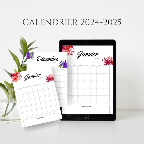 Calendrier 2024-2025 Planner 2024 à imprimer Calendrier perpétuel  imprimable Planning mensuel par Le Temps des Paillettes -  Portugal