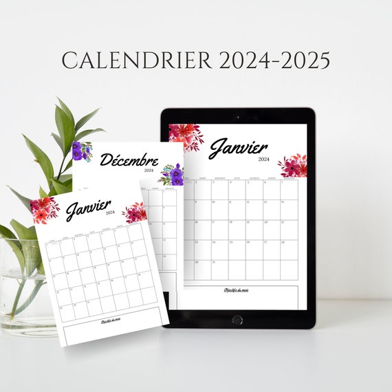 Calendrier perpétuel année 2022 2023 2024 2025