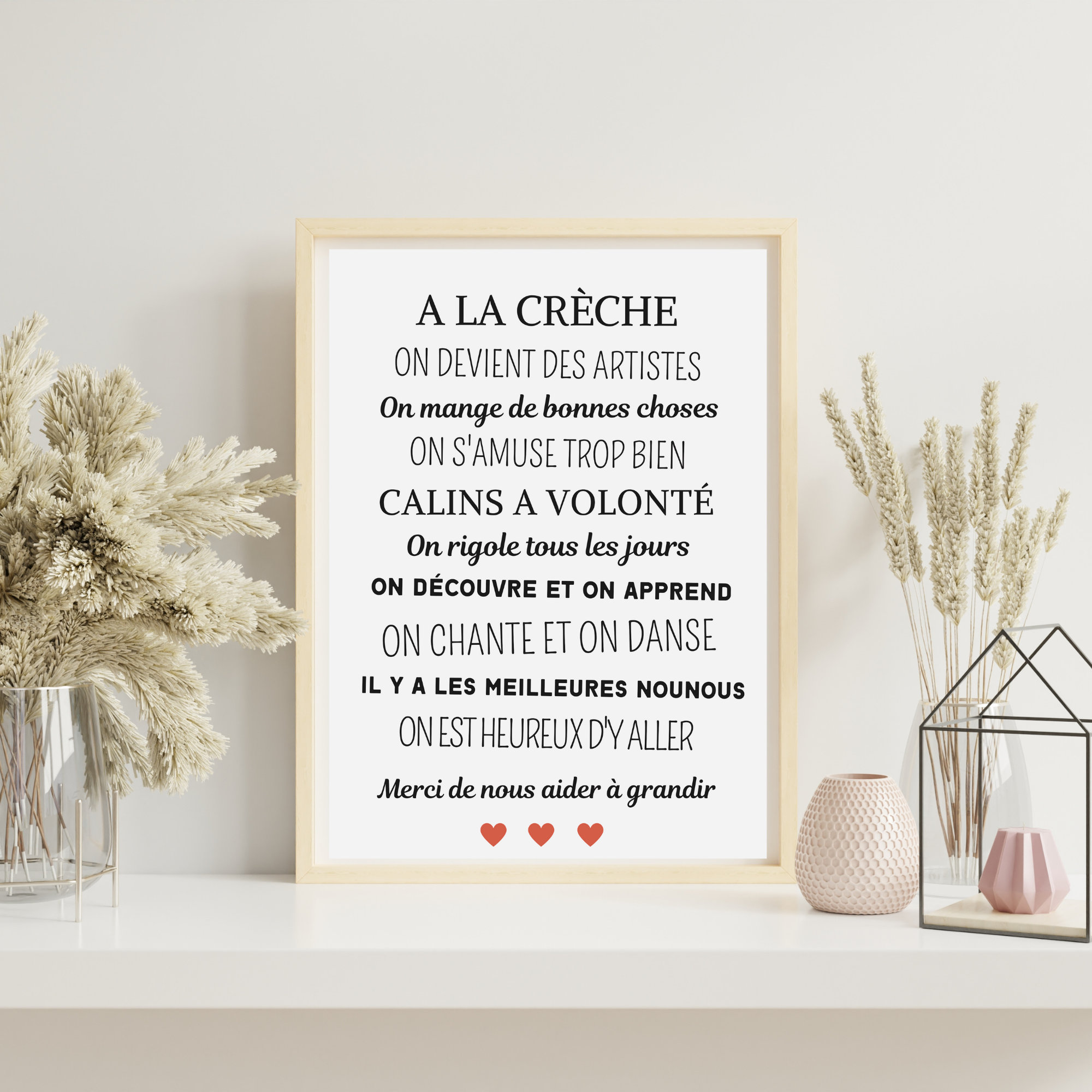 Affiche A La Crèche - Poster Décoration Cadeau Merci Crèche