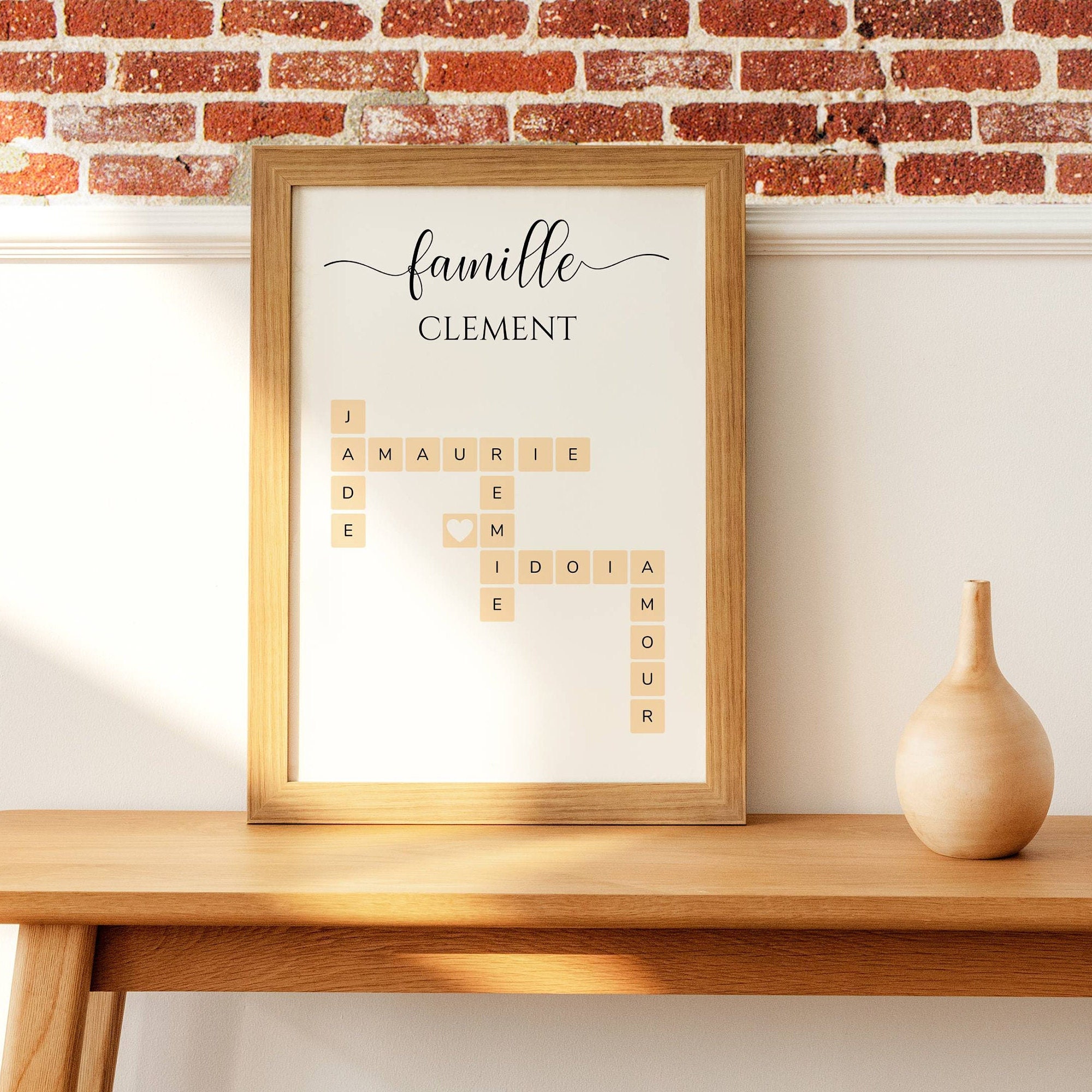 Affiche Décorative Prénoms Scrabble ~ Affiche Famille Personnalisée Pèle Mêle Recomposée