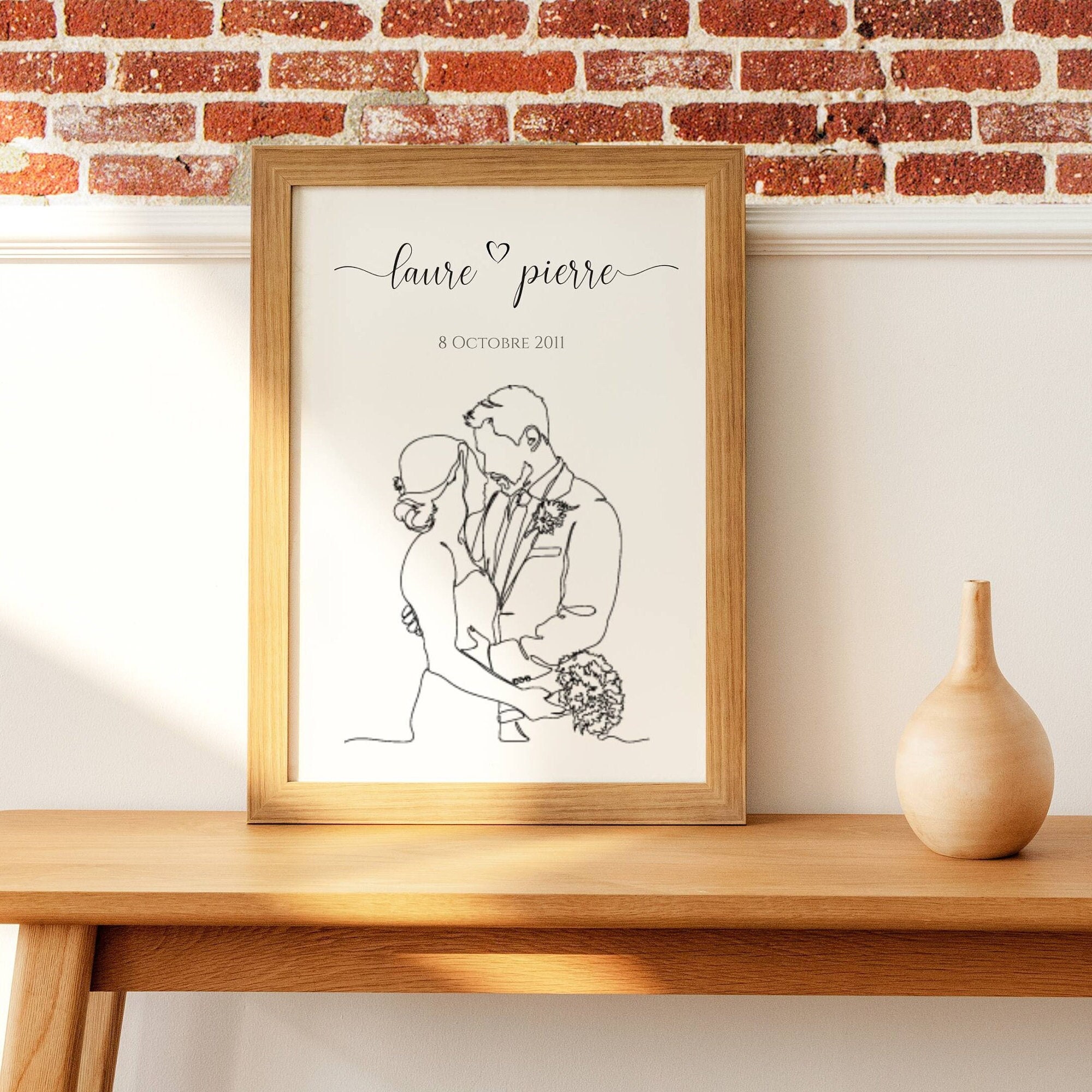 Affiche Couple Minimaliste - Affiche Mariage Affiche Amoureux Poster Line Art