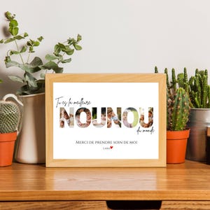 Affiche personnalisée Nounou avec photos – Mot NOUNOU illustré par vos images – Cadeau nounou unique et émouvant fin d’année scolaire