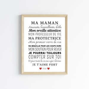 Affiche maman personnalisée fête des mères cadeau mamie maman par Le Temps des Paillettes image 1