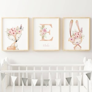 Affiche enfant animaux - Affiche de Naissance - Cadeaux personnalisés - Décoration chambre bébé  - Cadeau de naissance