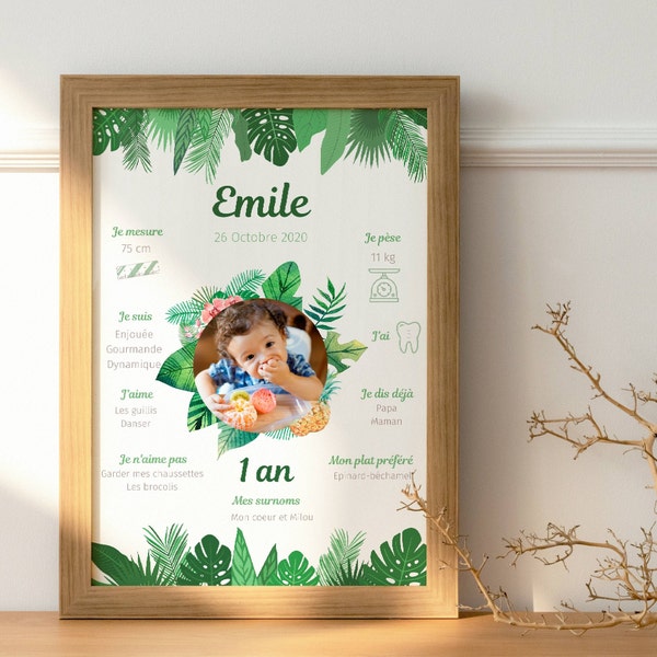 DIY tropical personalized birthday poster - child and baby photo poster