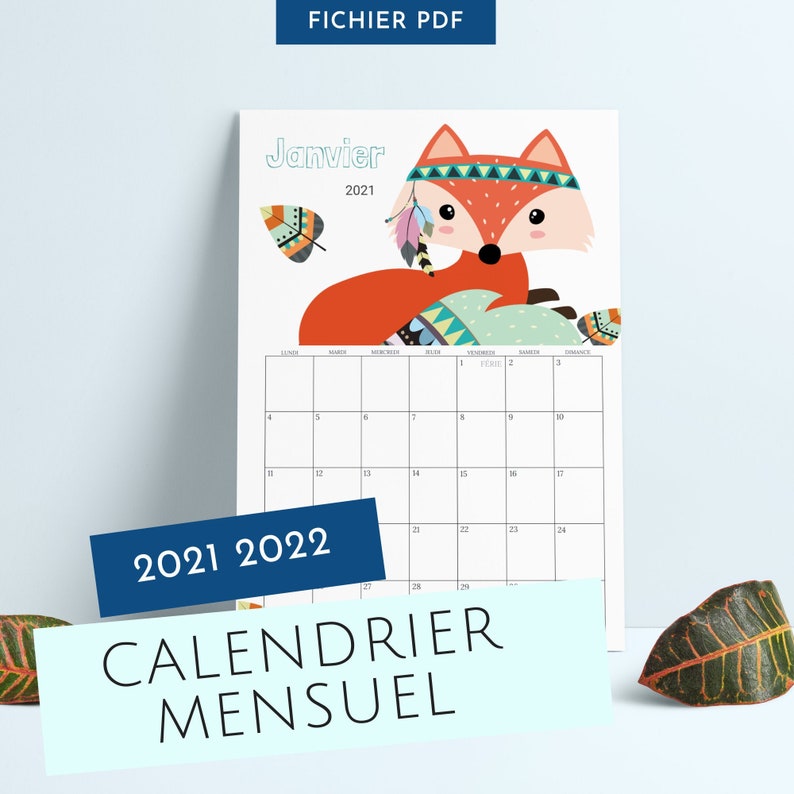 Calendrier Enfant 2022 2023 Calendrier Mural Mensuel PDF | Etsy