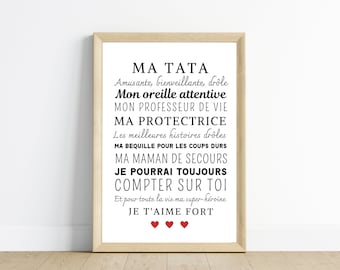 Affiche tata personnalisée - cadeau pour tata personnalisé par Le Temp – Le  Temps des Paillettes