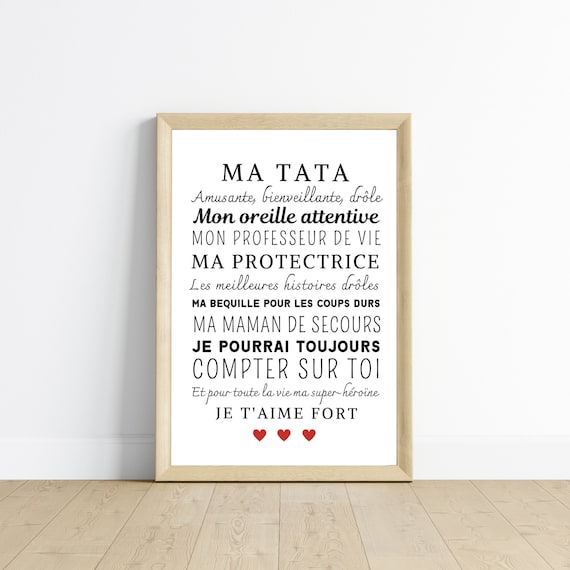 Affiche tata personnalisée cadeau pour tata personnalisé par Le Temps des  Paillettes -  France